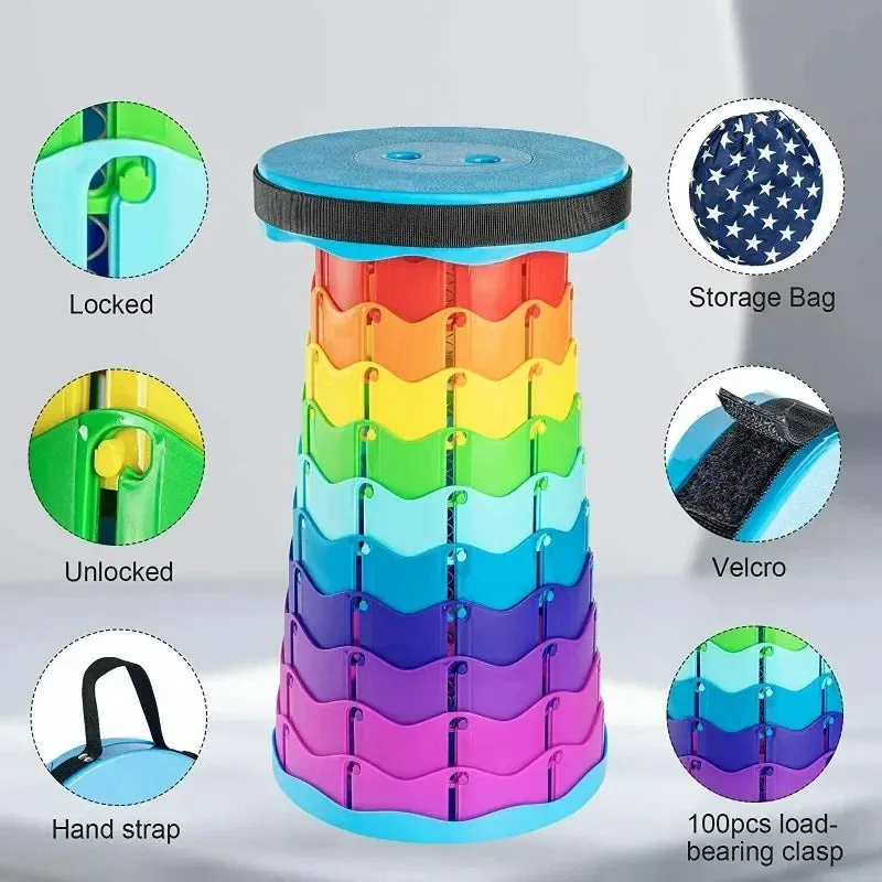 Portable Folding Fishing Chair Outdoor Camping Retractable Stool Outdoor Foldable Camping Chair Portable Beach Chair, Folding Chair for Hiking Fishing Travel BBQ
