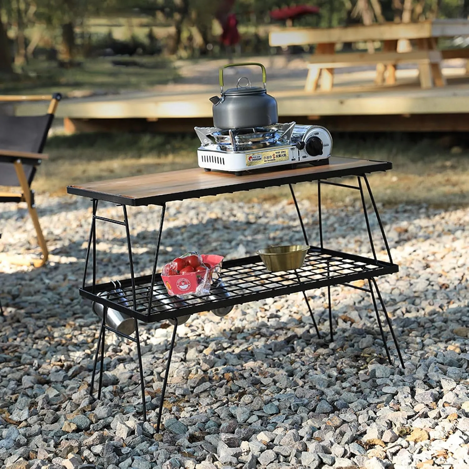 Portable Folding Grill Table Outdoor Camping with Mesh Tabletop Metal Grid Small Easy for Storage Patio Picnic BBQ Garden Dining-Single-mesh-Table
