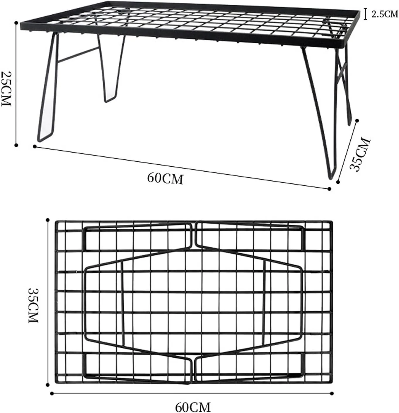 Portable Folding Grill Table Outdoor Camping with Mesh Tabletop Metal Grid Small Easy for Storage Patio Picnic BBQ Garden Dining-Single-mesh-Table