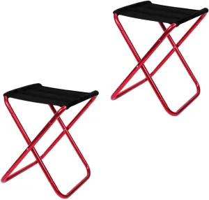 Portable Folding Stool - Camping Stool, 28CM Height Folding Stool with Carry Bag, Aluminum Alloy Bracket, Load Capacity 200kg, for Camping, Fishing, Picnic (Color : Red)