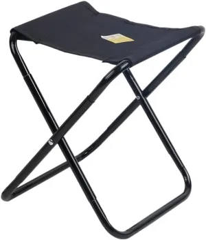 Portable Folding Stool for Camping & Travel – Compact Oxford Cloth Chair for Fishing, Queueing, Outdoor Use – Lightweight Metal Frame – Black, 33×30×24cm