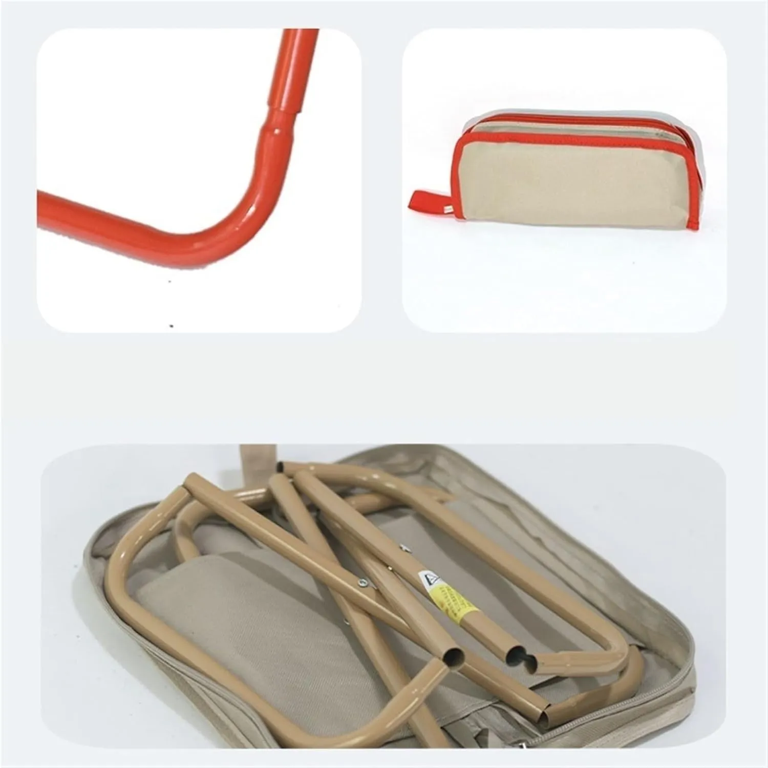 Portable Folding Stool, Handbag Type, Foldable, Small, Creative, Pocket, Storable, Fishing, Picnic, Carry On, Camping Chair, Folding Stool (Beige)