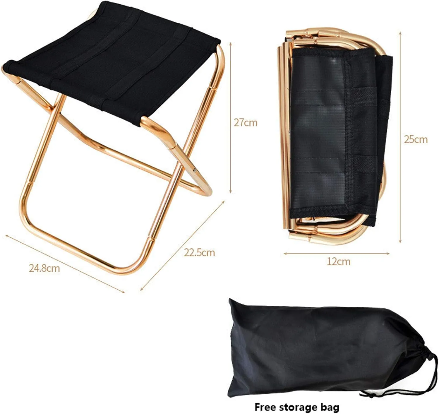 Portable Folding Stool,Outdoor Foldable Lightweight Aluminum Stools with Storage Bag for Fishing Picnic Camping BBQ Travel,Silver