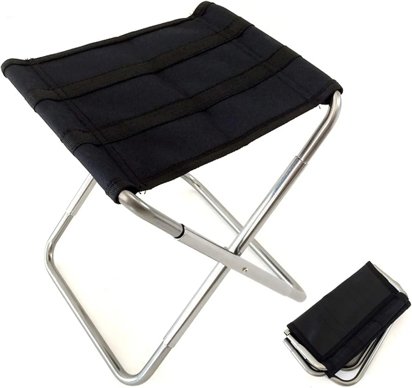 Portable Folding Stool,Outdoor Foldable Lightweight Aluminum Stools with Storage Bag for Fishing Picnic Camping BBQ Travel,Silver