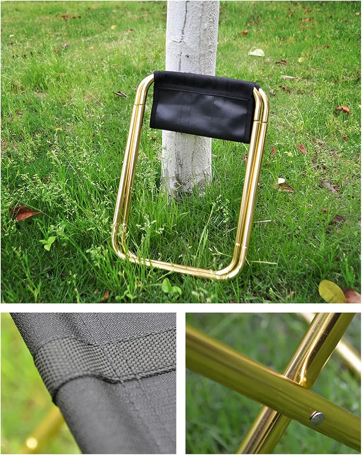 Portable Folding Stool,Outdoor Foldable Lightweight Aluminum Stools with Storage Bag for Fishing Picnic Camping BBQ Travel,Silver