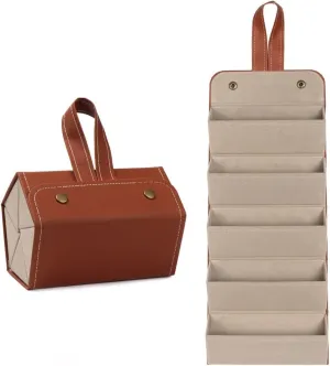 Portable Glasses Case Cover Leather 2/3/4/5/6 Pairs of Sunglasses Holder Box Eyeglasses Storage Box Magnet Switch Bag Boxes (Color : 5 Slot Brown, Size : One Size)