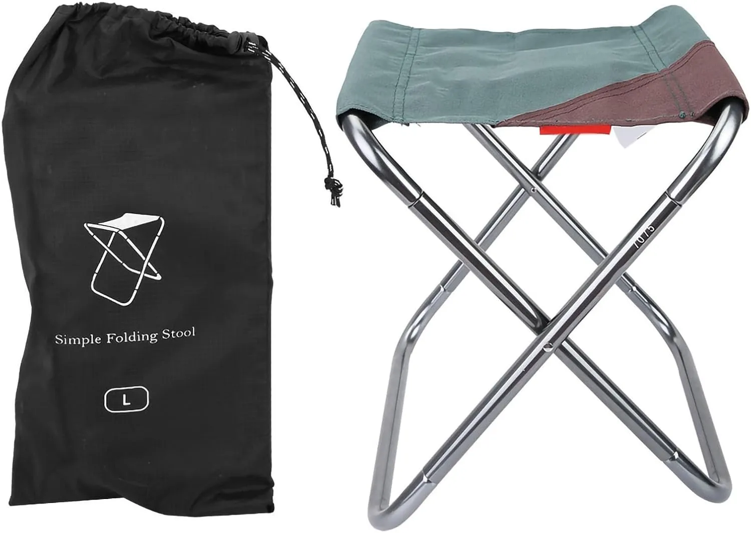 Portable Oxford Cloth Folding Stool, Lightweight Camping Folding Chair, Durably Aluminum Alloy Frame for Outdoor Activities Like Picnic Fishing BBQ (Large Dark Green)