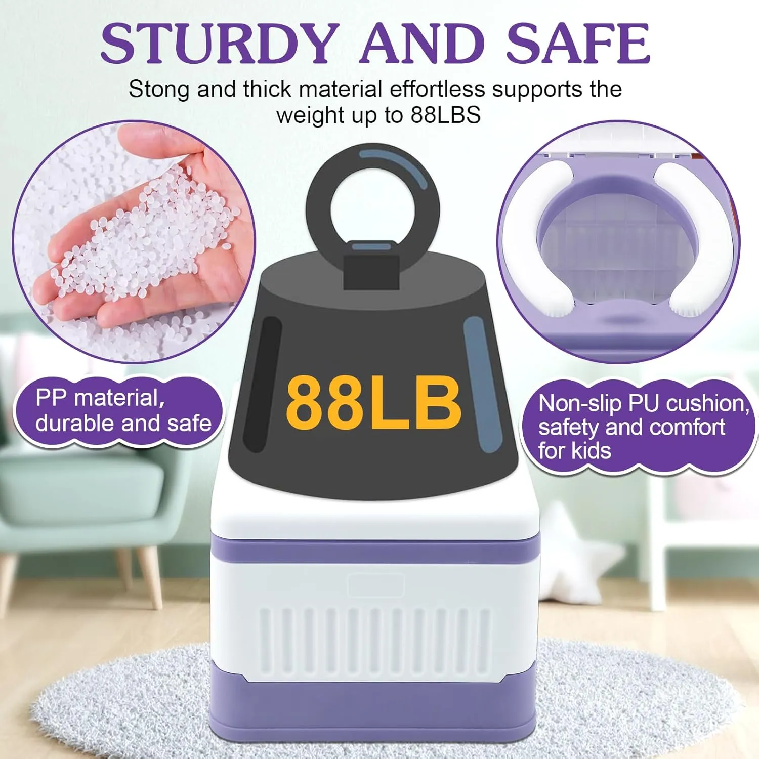 Portable Potty for Toddler Travel, Foldable Travel Potty Training Toilet Seat for Kids Boys Girls, Emergency Mobile Toilet In Car for Camping, Outdoor, Indoor, with 30 Disposable Bags, Purple