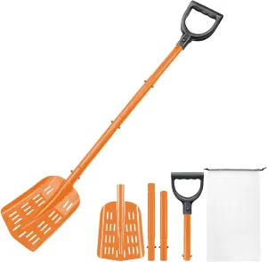Portable Sifting Shovel Sand Sifter Shovel for Beach, Metal Detector Shovel Sand Scoop Treasure Shovel Digger, Collapsible Car Shovel Digger Sifter for Travel, RV, Farm Sand Poop Cleaning Coop Scoop