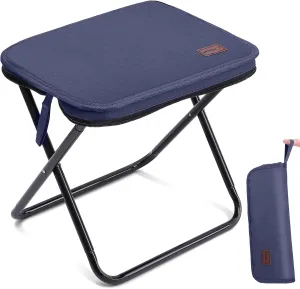 Portable Stool, 13 Inch Small Folding Stool for Adults, Ultralight Blue Camping Stools for Hiking and Fishing, Hold Up to 265 LBS