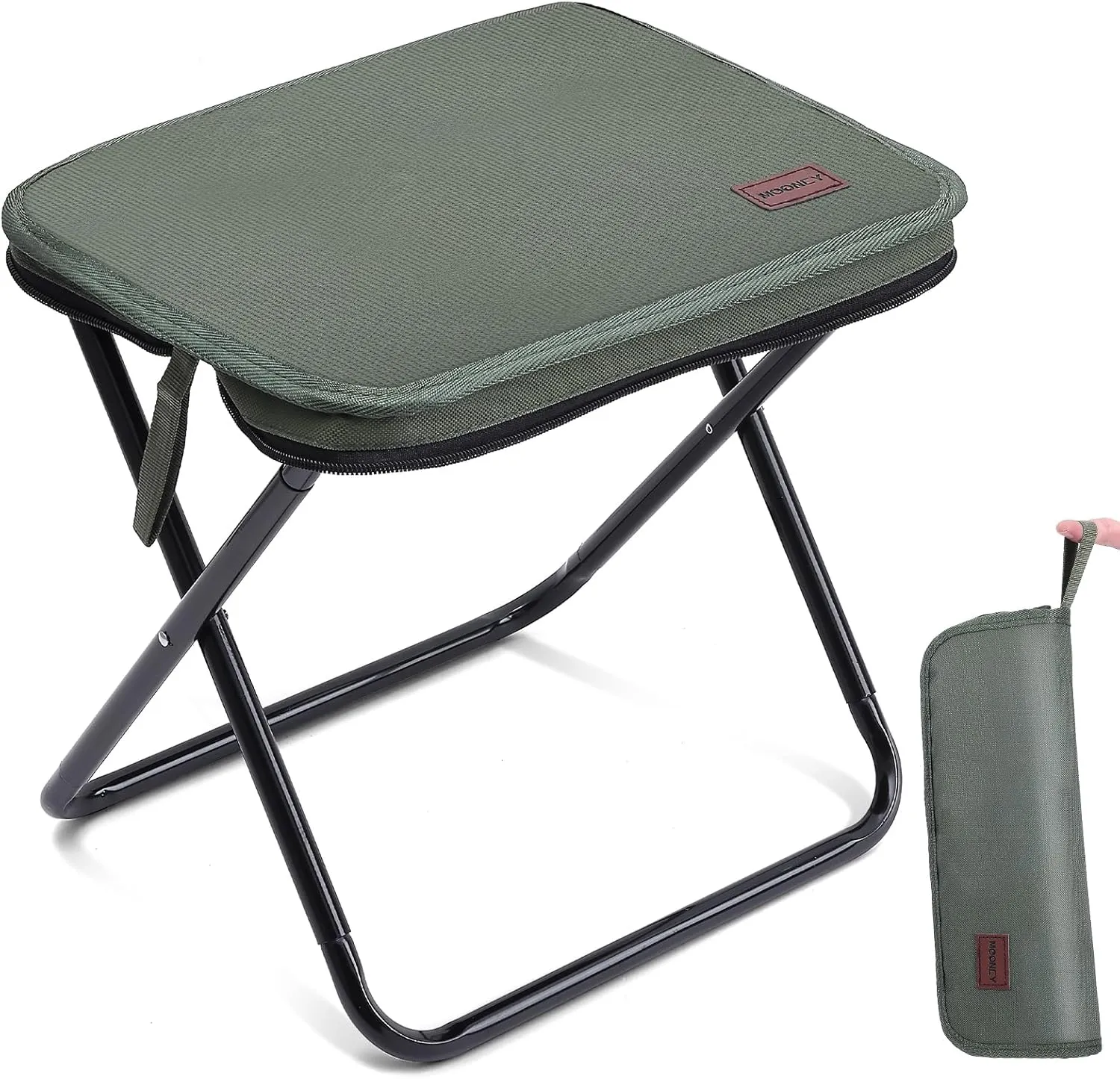 Portable Stool, 13 Inch Small Folding Stool for Adults, Ultralight Green Camping Stools for Hiking and Fishing, Hold Up to 265 LBS