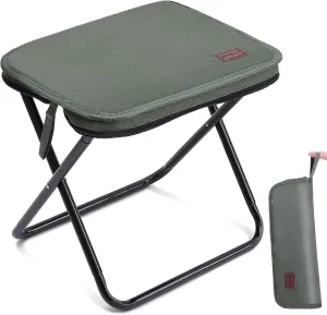 Portable Stool, 13 Inch Small Folding Stool for Adults, Ultralight Green Camping Stools for Hiking and Fishing, Hold Up to 265 LBS