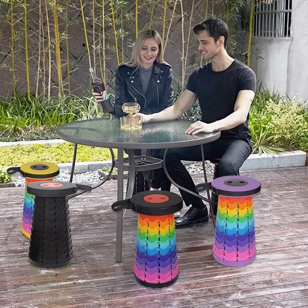 Portable Telescoping Stool for Adults Heavy Duty, Plastic Collapsible Chair Can Hold 500lb, Retractable Folding Stools for Fishing, Hiking, Traveling