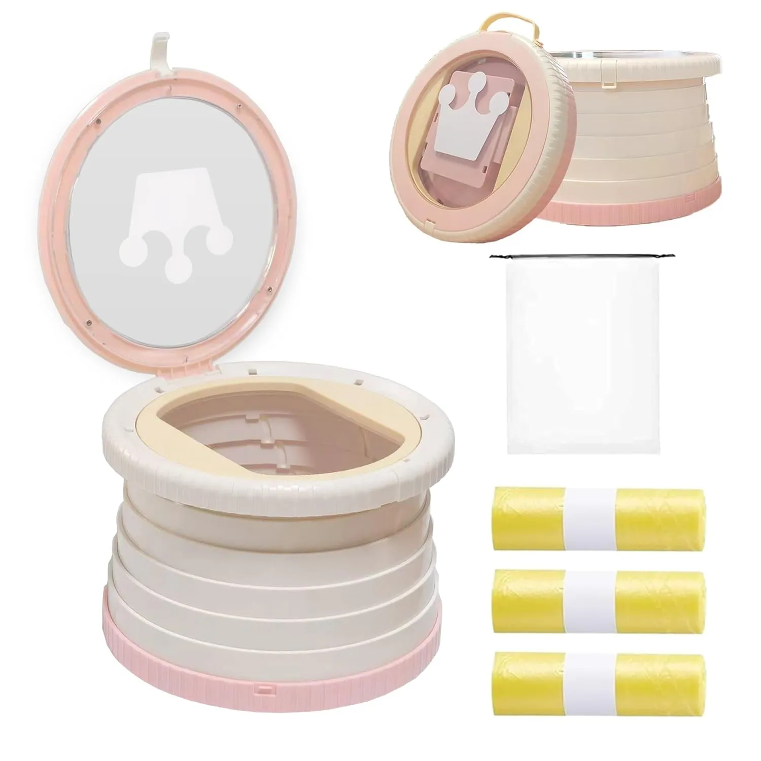 Portable Toilet for Kids,Portable Potty Seat for Toddler Travel,Travel Potty with Travel Bag, Applicable to Camping, Indoor/Outdoor Use, Includes 75 Replacement Bags