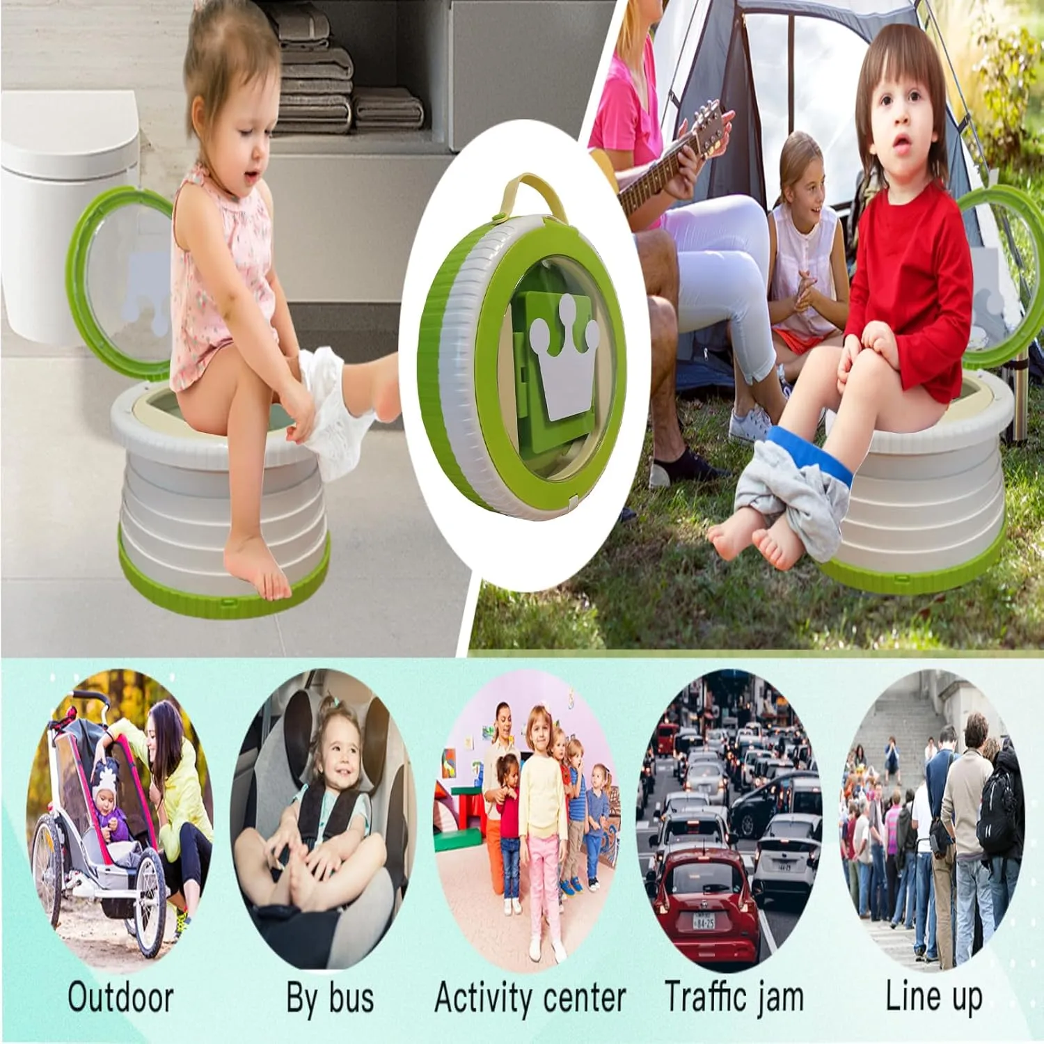 Portable Toilet for Kids,Portable Potty Seat for Toddler Travel,Travel Potty with Travel Bag, Applicable to Camping, Indoor/Outdoor Use, Includes 75 Replacement Bags