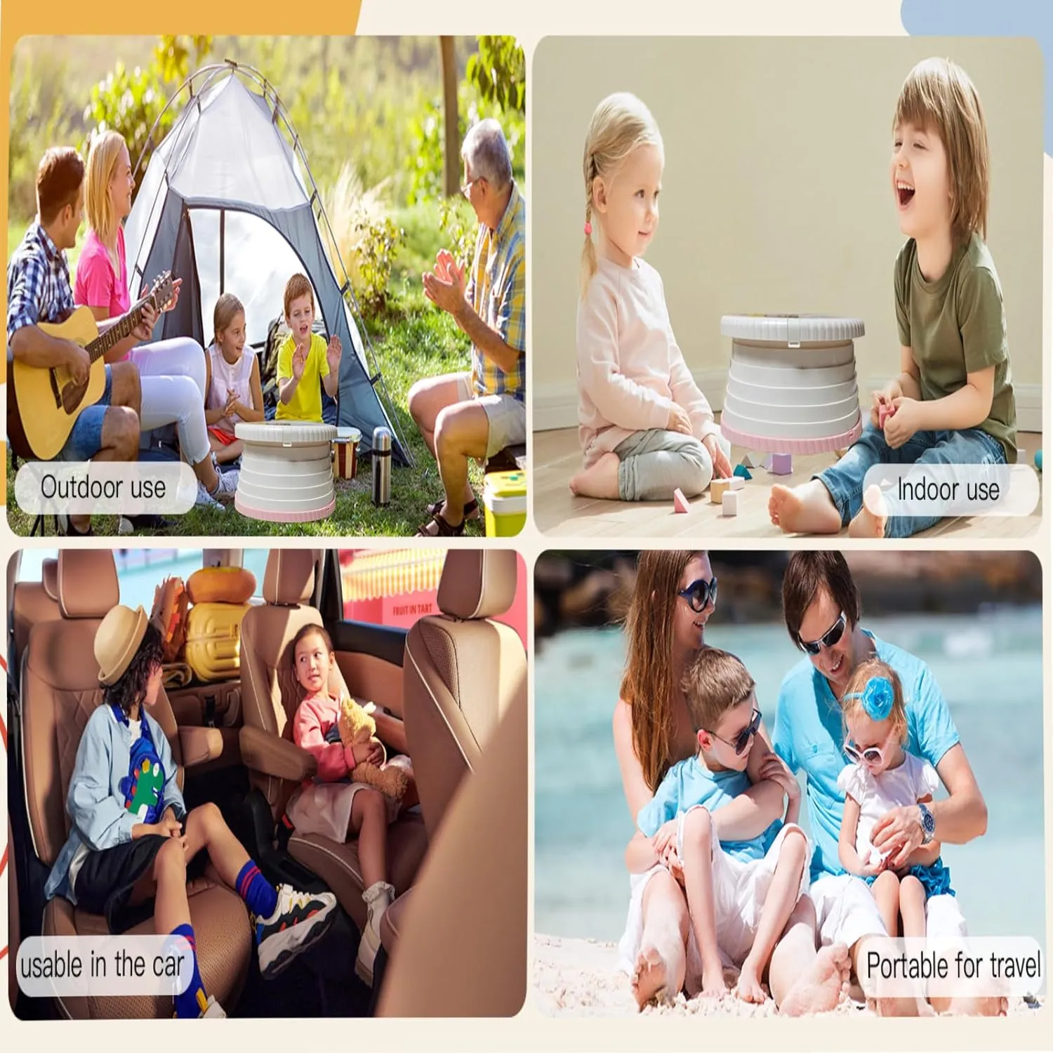Portable Toilet for Kids,Portable Potty Seat for Toddler Travel,Travel Potty with Travel Bag, Applicable to Camping, Indoor/Outdoor Use, Includes 75 Replacement Bags
