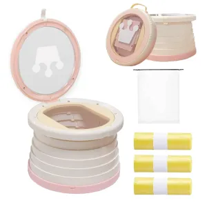 Portable Toilet for Kids,Portable Potty Seat for Toddler Travel,Travel Potty with Travel Bag, Applicable to Camping, Indoor/Outdoor Use, Includes 75 Replacement Bags
