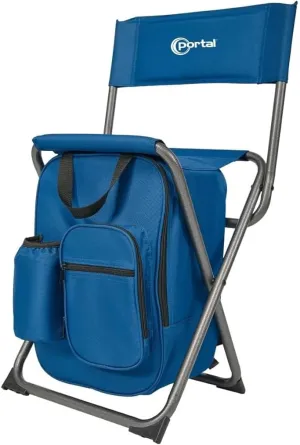 PORTAL Backpack Cooler Chair Fishing Chairs with Backrest Folding Camping Stool Compact for Outdoors Hiking Hunting Travel, Supports 225 lbs