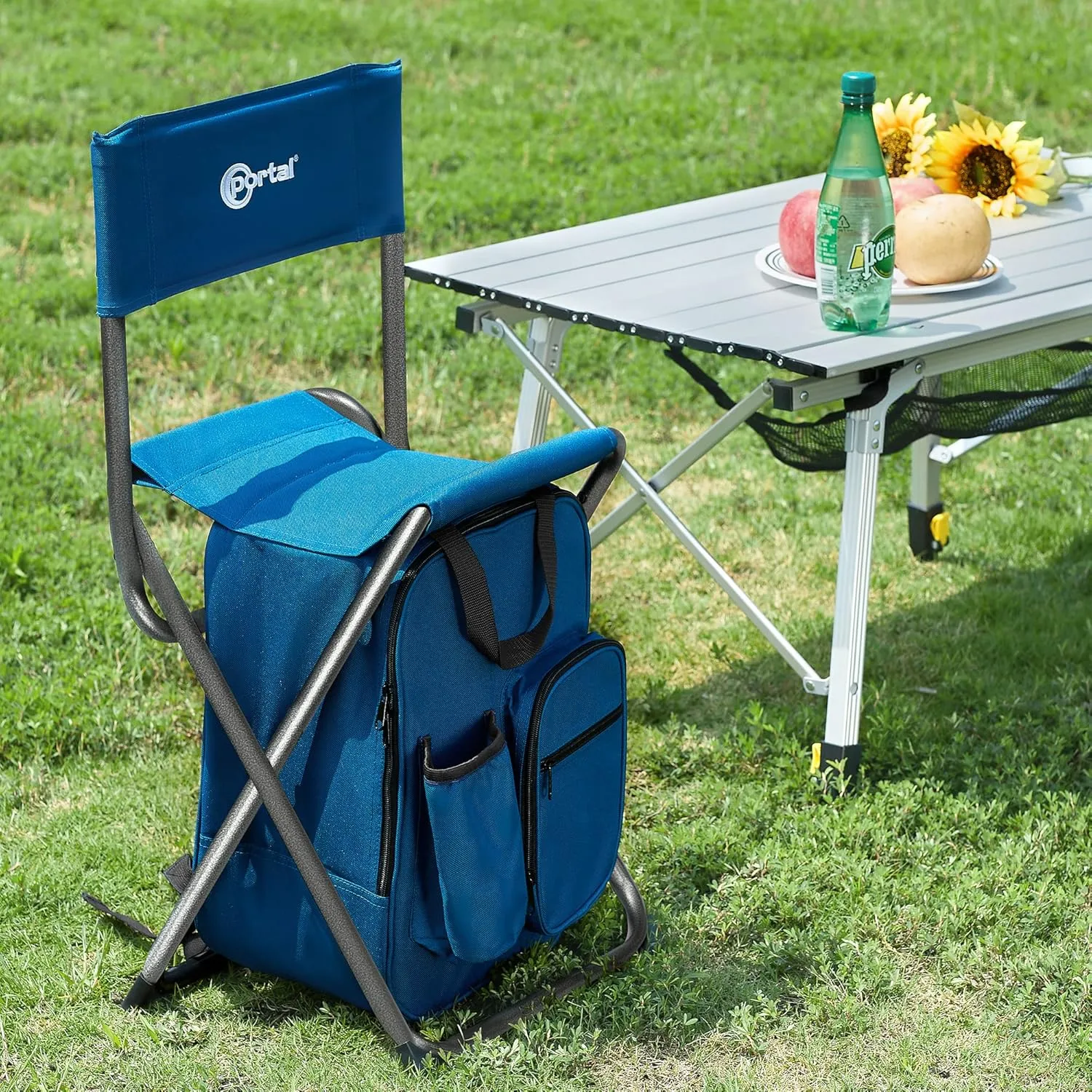 PORTAL Backpack Cooler Chair Fishing Chairs with Backrest Folding Camping Stool Compact for Outdoors Hiking Hunting Travel, Supports 225 lbs
