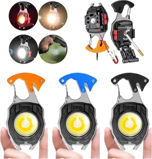 Powerful Beast Multifunction Keychain Flashlight, 6 Light Modes Small Rechargeable Flashlight Lighter, Folding Bracket Bottle Opener, Portable Flashlight Lighter for Camping, Hiking (3pcs)