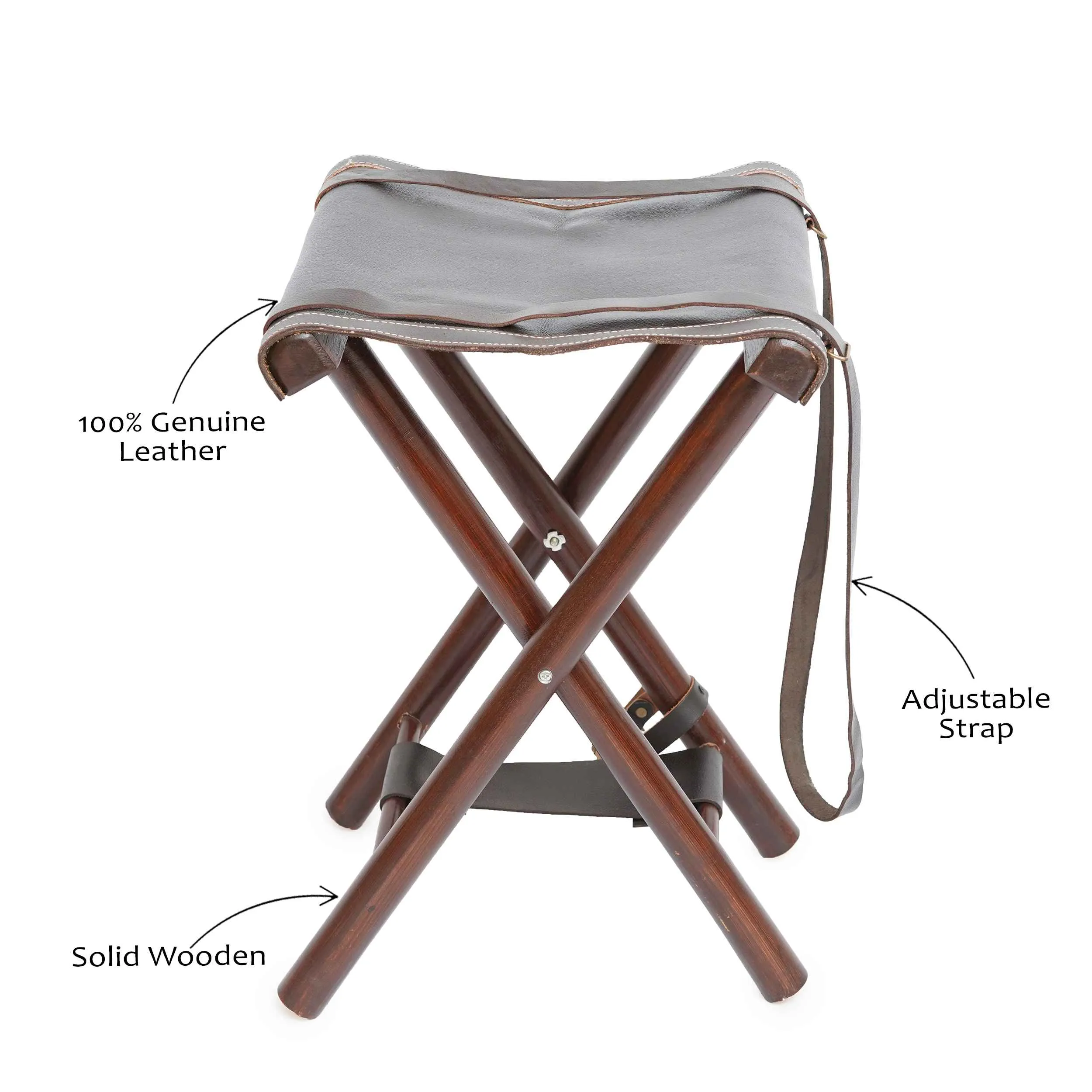 Premium Leather Camp Folding Stool