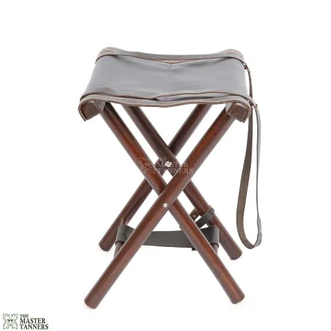 Premium Leather Camp Folding Stool