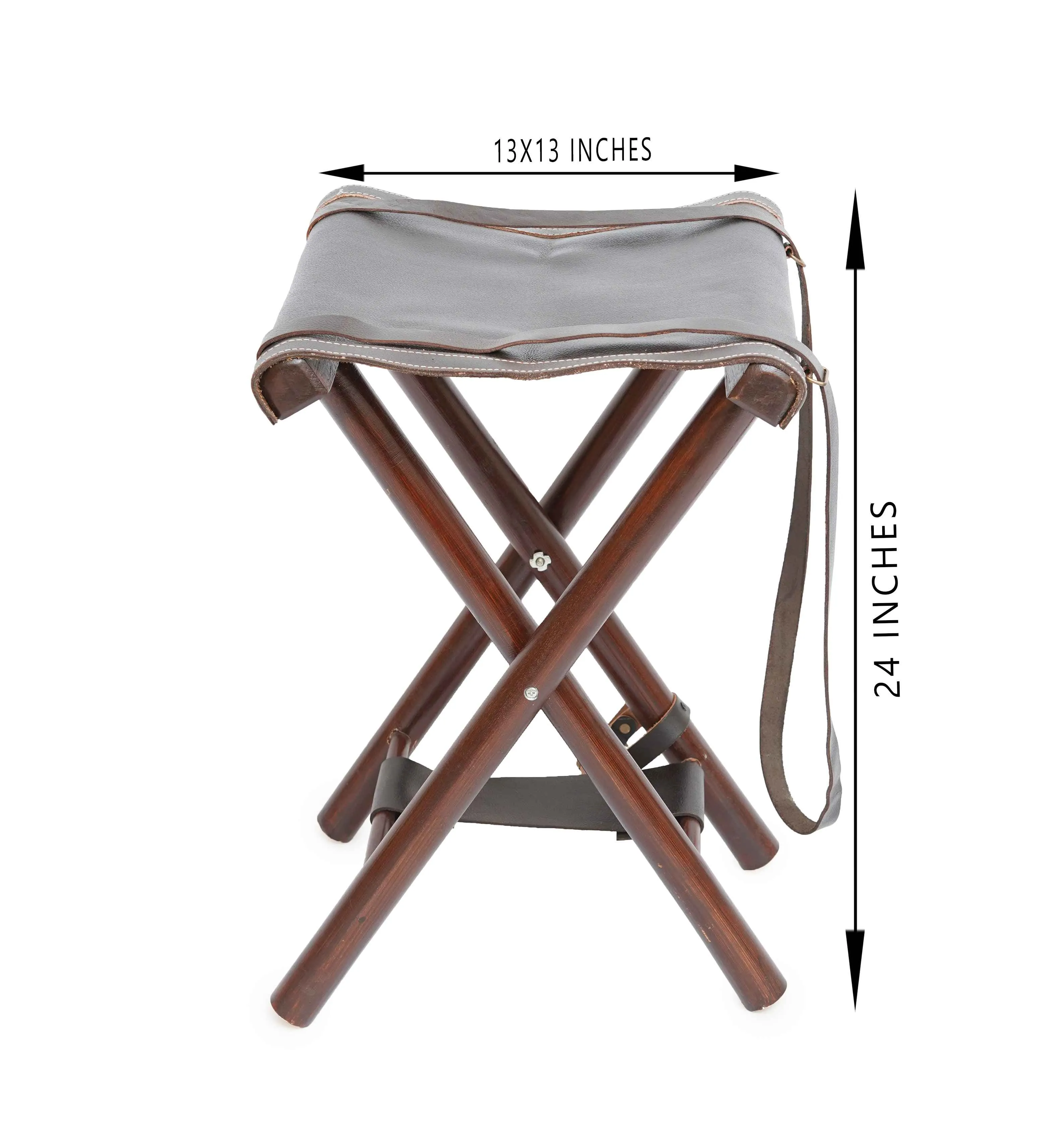 Premium Leather Camp Folding Stool