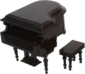 PRETYZOOM 1Set Miniature Grand Piano Model with Stool Realistic Dollhouse Decor for Music Lovers Stylish Home Ornament Present for Music Enthusiasts