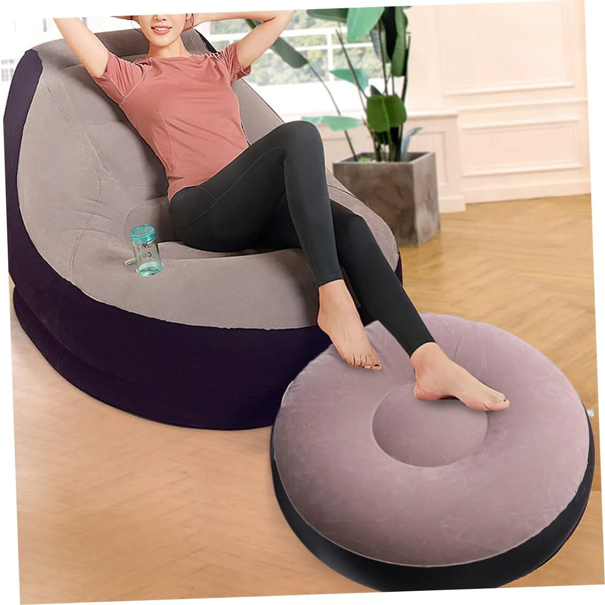 PRETYZOOM 2 Pcs Inflatable Lounger Air Sofa Chair Portable Folding Recliner for Outdoor Camping Travel Random Color