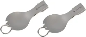 PRETYZOOM Lightweight Titanium Folding Fork Spoon 2-in-1 Outdoor Camping Cooking Set for Travel