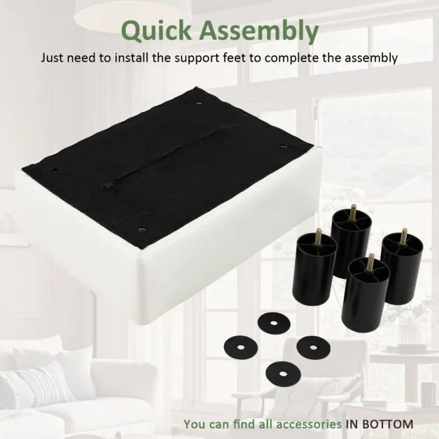 PU Leather Footrest with Storage for Living Room and Bedroom