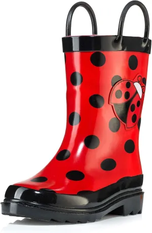Puddle Play Little Girl's Red Ladybug Rubber Rain Boots