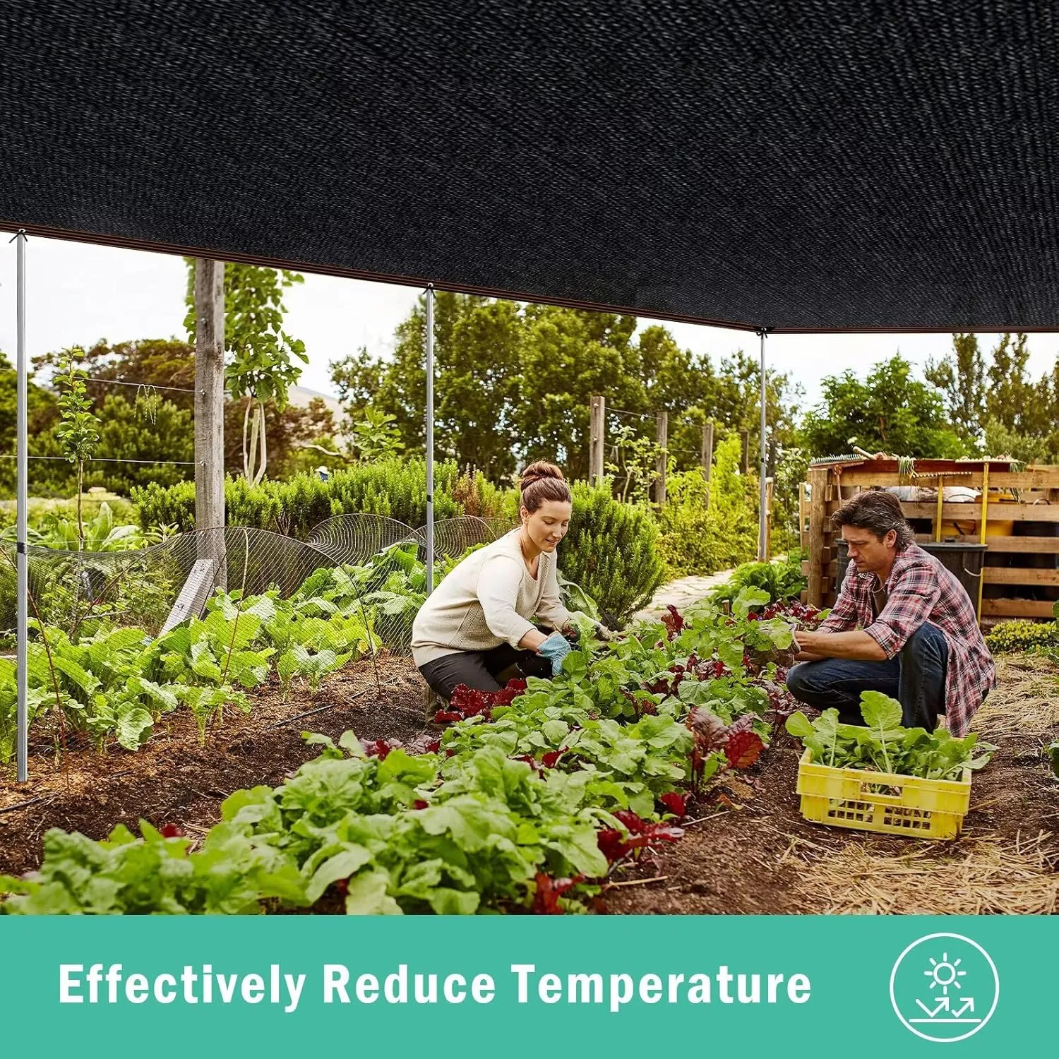 QNLONG Shade Cloth for Garden， 90% Black Shade Net Mesh Tarp with Grommets Sun Shade Cover Tear Resistance for Plants Greenhouse Chicken Coop Vegetables Pergola 6X12FT