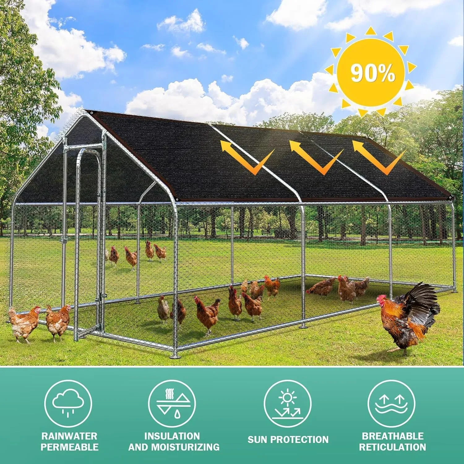 QNLONG Shade Cloth for Garden， 90% Black Shade Net Mesh Tarp with Grommets Sun Shade Cover Tear Resistance for Plants Greenhouse Chicken Coop Vegetables Pergola 6X12FT