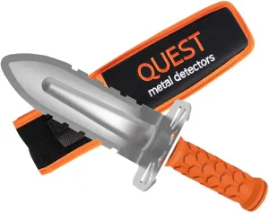 Quest Dimond Digger Serrated Shovel Digging Tool for Metal Detectorist with Pouch for Belt Mount Serration on Both Sides of The Blade
