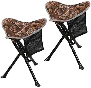RedSwing 2 Pack Camping Stool Folding, Portable and Lightweight Tall Tripod Camp Stools for Fishing Backpacking Hiking Hunting, Camouflage