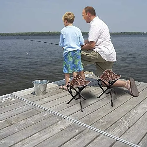 RedSwing 2 Pack Camping Stool Folding, Portable and Lightweight Tall Tripod Camp Stools for Fishing Backpacking Hiking Hunting, Camouflage