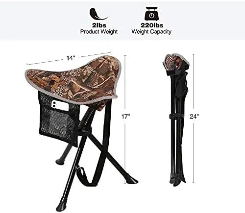 RedSwing 2 Pack Camping Stool Folding, Portable and Lightweight Tall Tripod Camp Stools for Fishing Backpacking Hiking Hunting, Camouflage