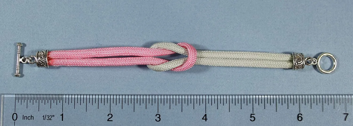 Reef Knot, Square Knot Paracord Bracelet with Toggle Clasp