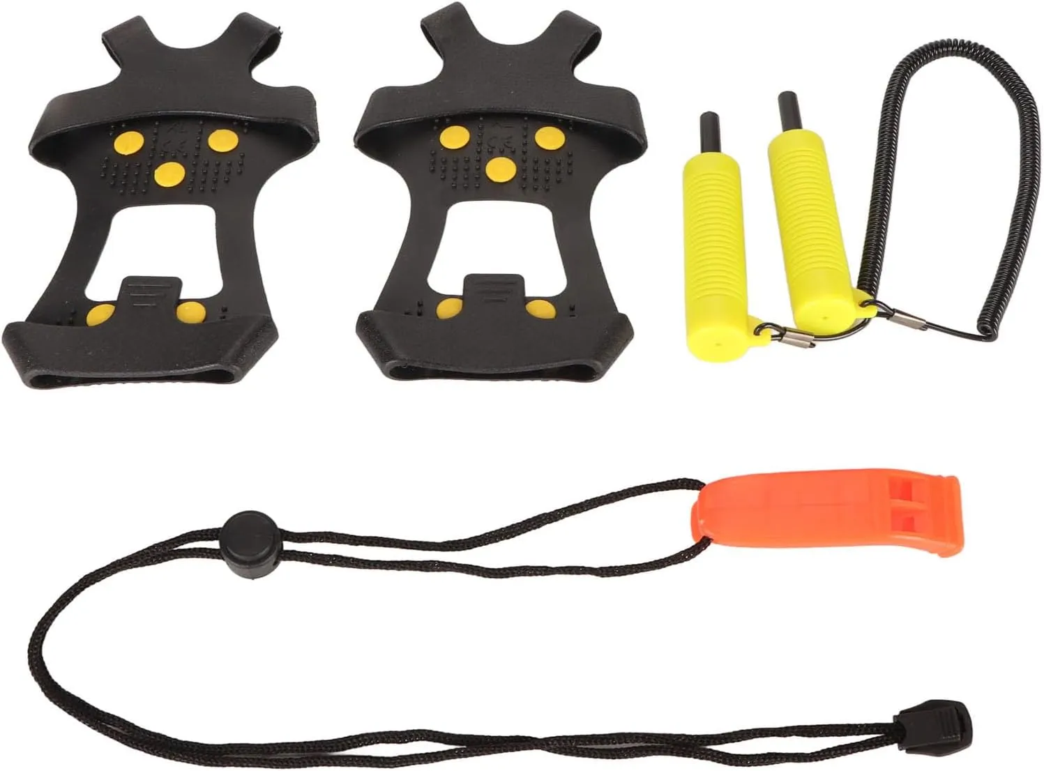 Retractable Ice Awls, ABS Stainless Steel Rubber Shoe Spikes Ice Grip with Whistle for Fishing