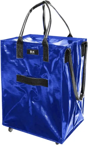 Reusable Wheeled Shopping Bag (Black Medium Size), Folding Shopping Bag, Wheeled Luggage Travel Bag (宝蓝, 中号)