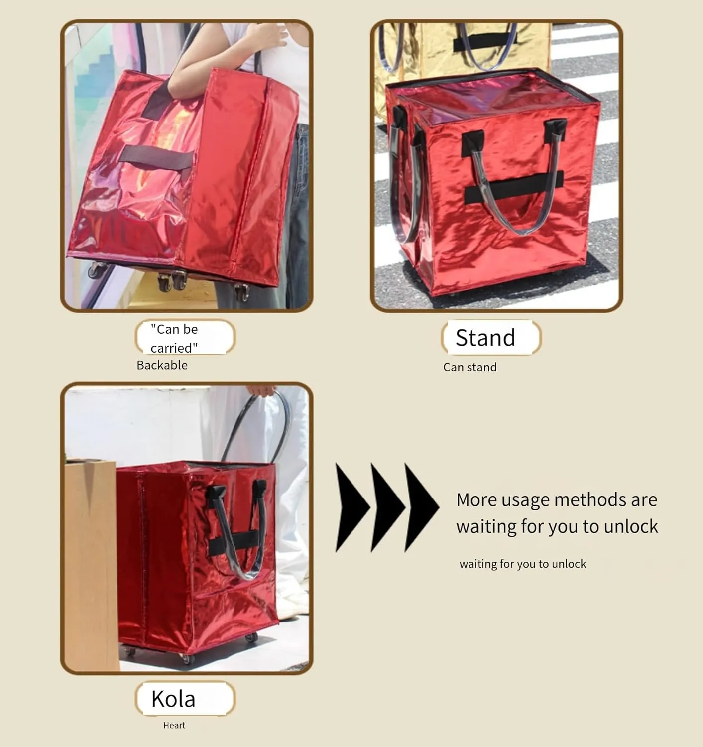 Reusable Wheeled Shopping Bag (Black Medium Size), Folding Shopping Bag, Wheeled Luggage Travel Bag (宝蓝, 中号)