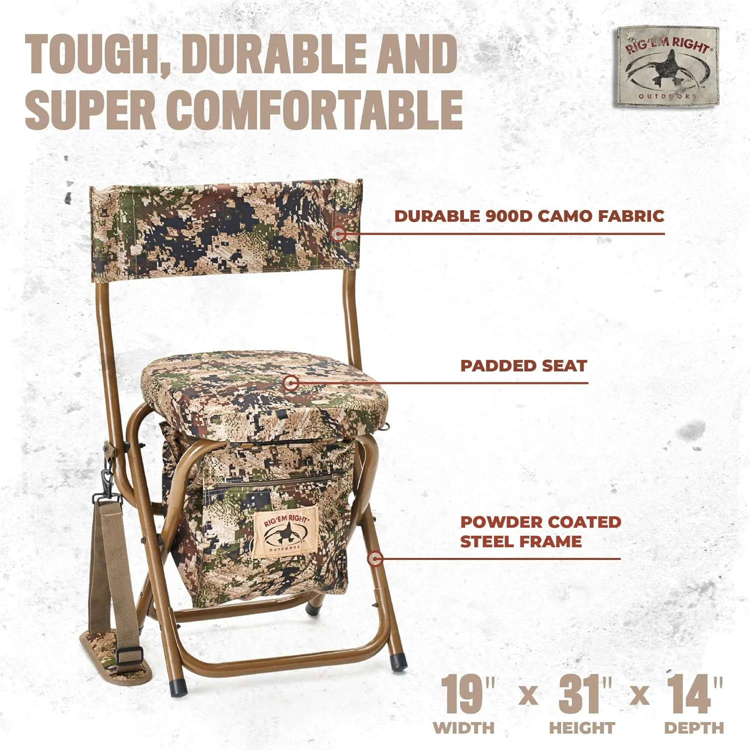 Rig'Em Right Waterfowl Hyde Hunting Stool for Blinds and Dove Hunting, Gore Optifade Subalpine