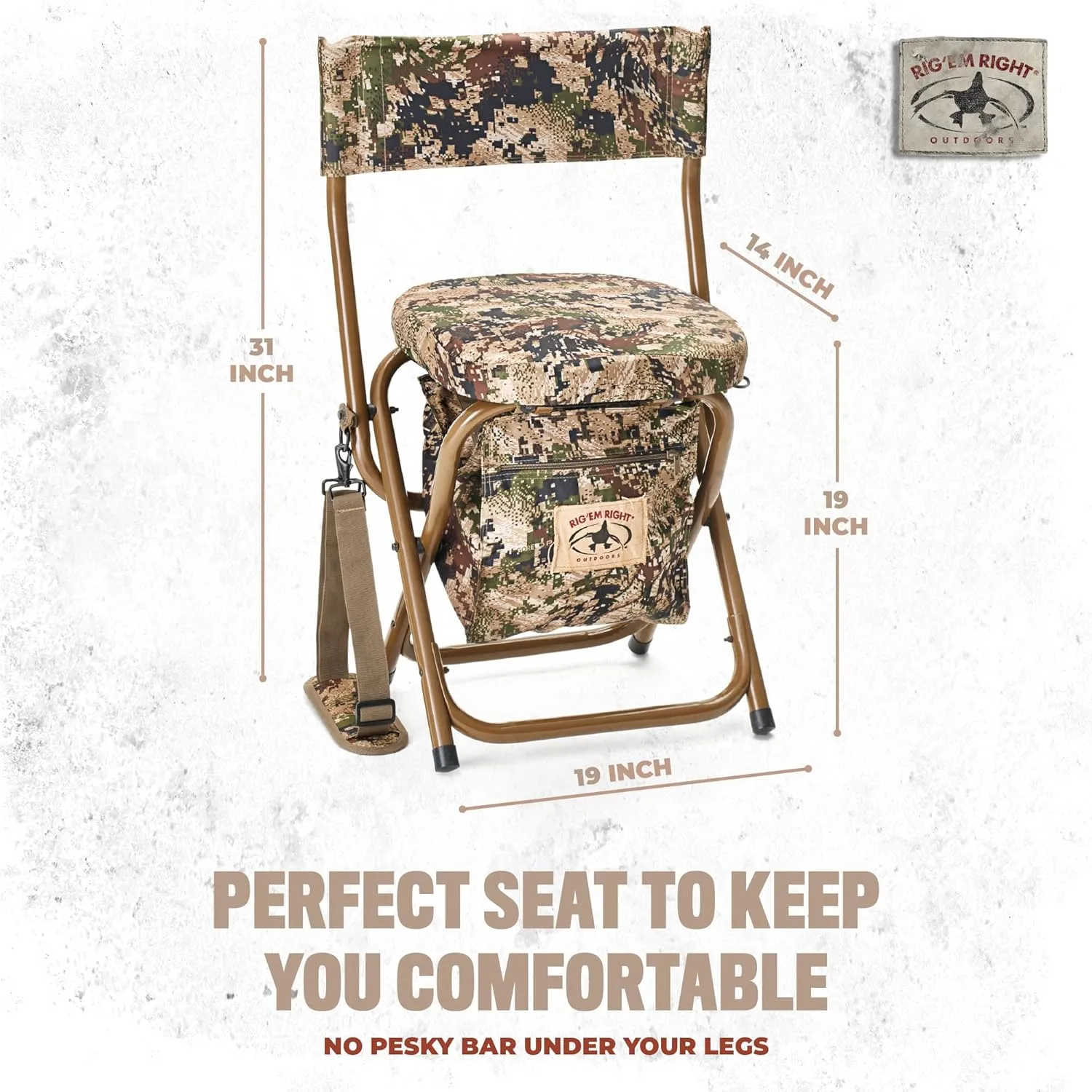 Rig'Em Right Waterfowl Hyde Hunting Stool for Blinds and Dove Hunting, Gore Optifade Subalpine