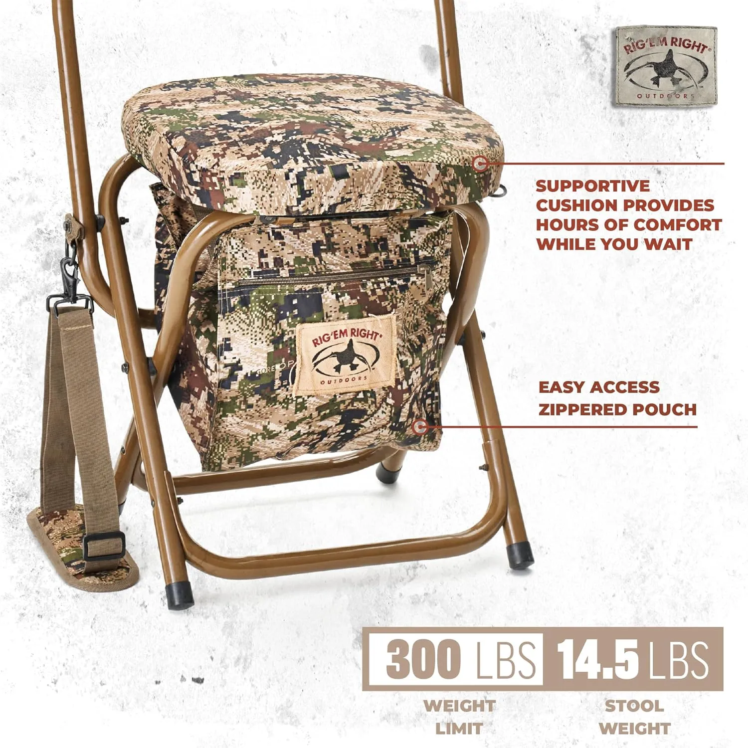 Rig'Em Right Waterfowl Hyde Hunting Stool for Blinds and Dove Hunting, Gore Optifade Subalpine
