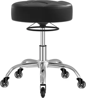 Rolling Stool Heavy Duty 400lb: Super Soft Seat Cushion,360° Swive,Height Adjustability,No Squeaky Noises,No Tip Over,New Upgraded Stool Salon Stool Chair, Tattoo Facial Massage Spa Medical (Black)