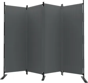 Room Divider, 4 Panel Upgraded Velcro Folding Privacy Screen, 88” Highly Secretive Separation with 3 Metal Feet, Partition Screen, Lightweight Freestanding Wall Divider Bedroom (Grey)