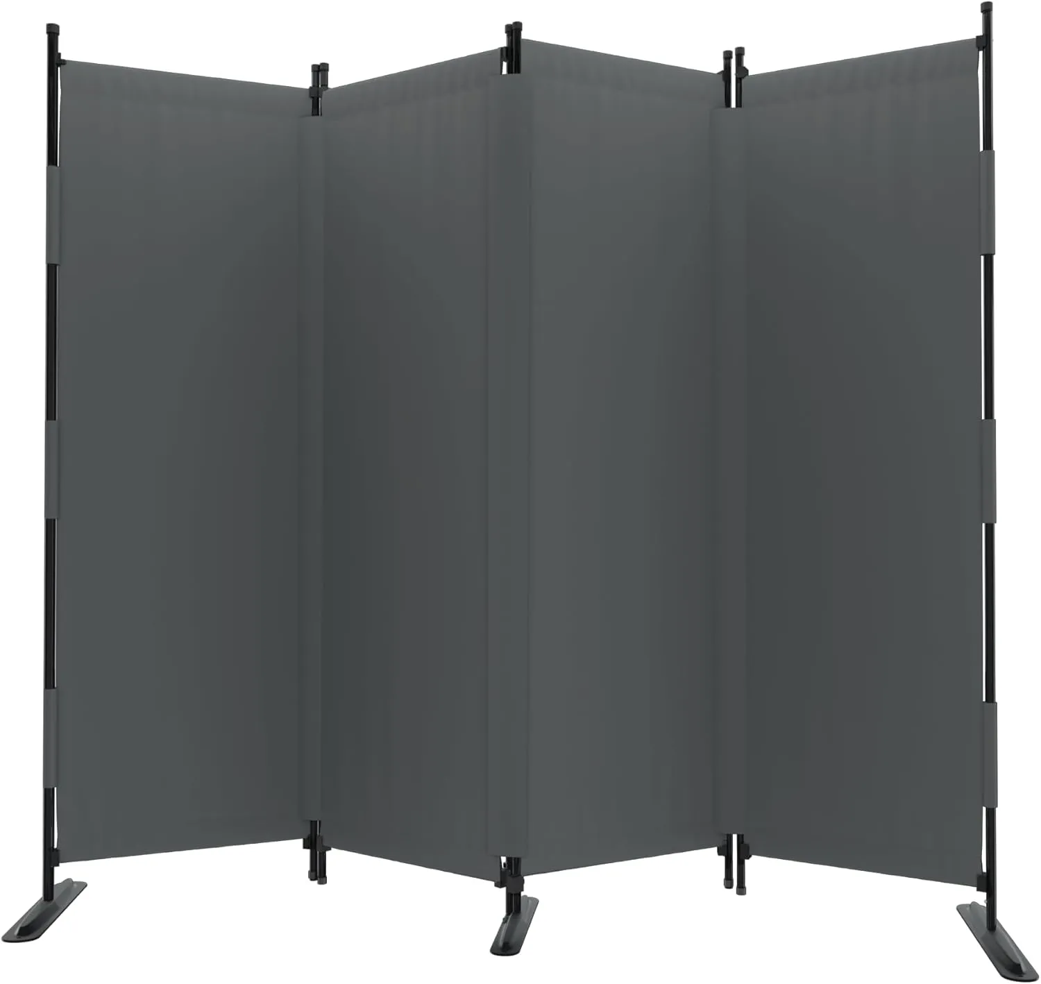 Room Divider, 4 Panel Upgraded Velcro Folding Privacy Screen, 88” Highly Secretive Separation with 3 Metal Feet, Partition Screen, Lightweight Freestanding Wall Divider Bedroom (Grey)