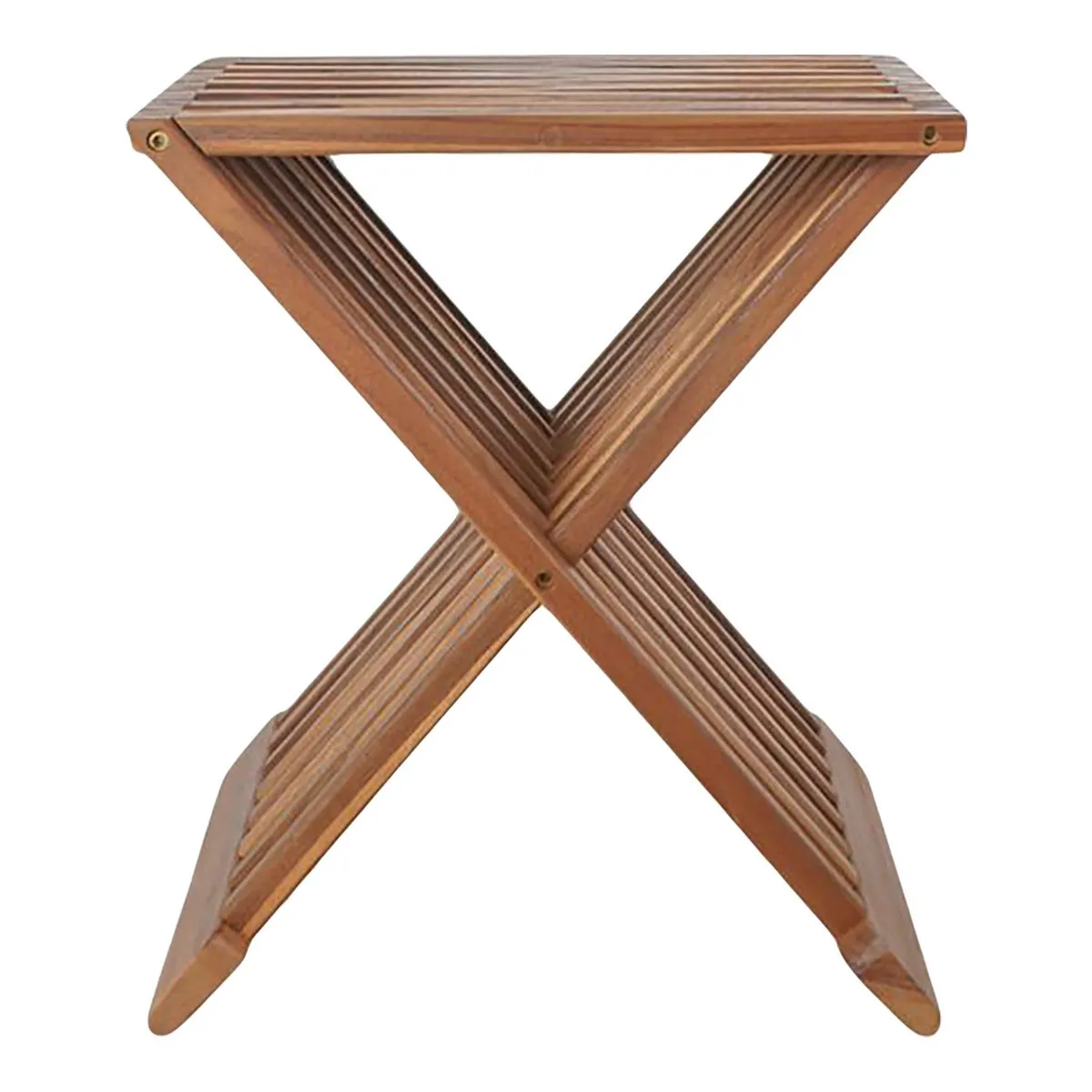 Rootz Erto Stool - Teak Wood Seat - Folding Stool - Portable Chair - Durable & Versatile - 40x35x45cm