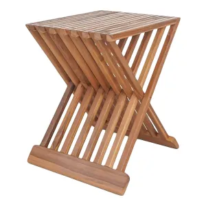 Rootz Erto Stool - Teak Wood Seat - Folding Stool - Portable Chair - Durable & Versatile - 40x35x45cm